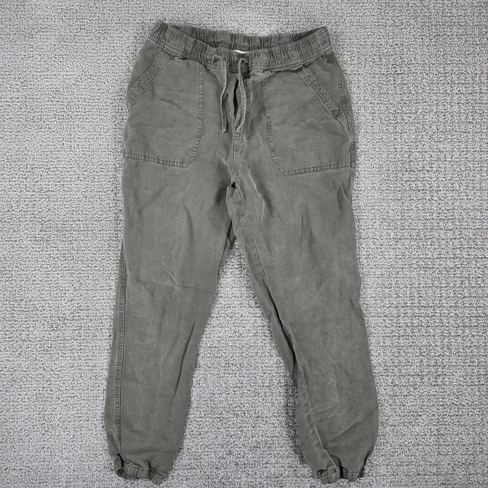 Marine Layer Womens Small Olive Green Linen Lyocell Blend Utility Jogger Pants